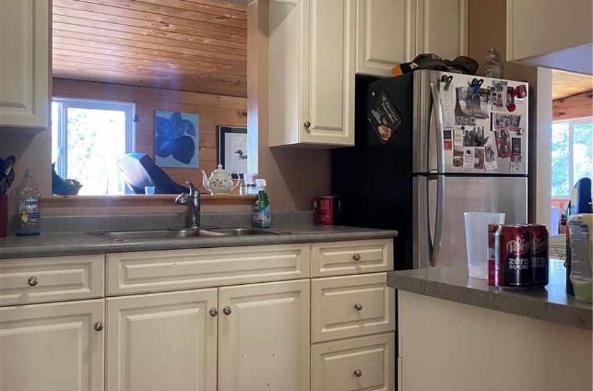 kitchen from hall with opening to back porch