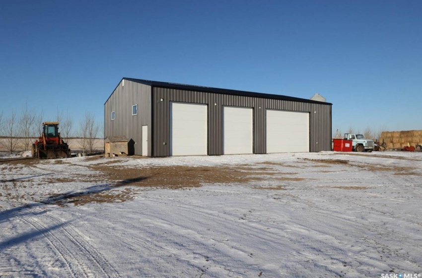 View of snow covered garage