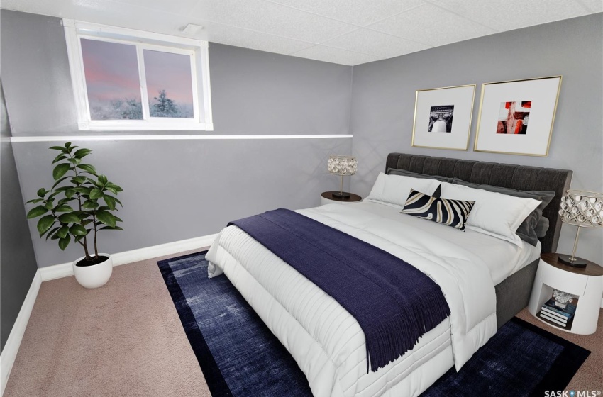 Basement bedroom 3 staged.