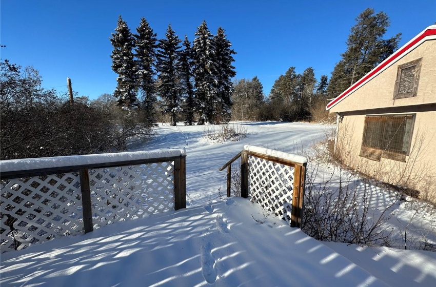 View of snow covered deck