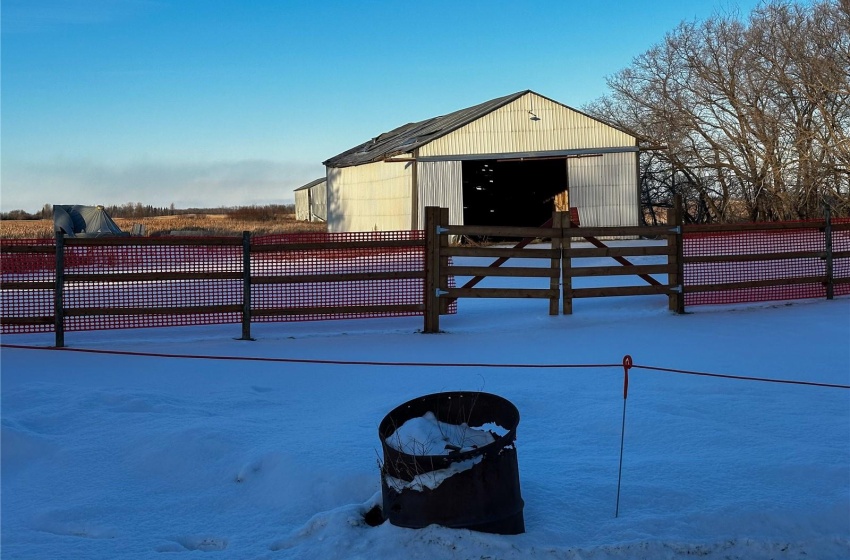 Pole shed in pasture area