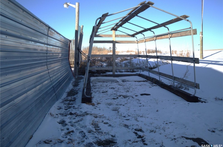 View of yard covered in snow