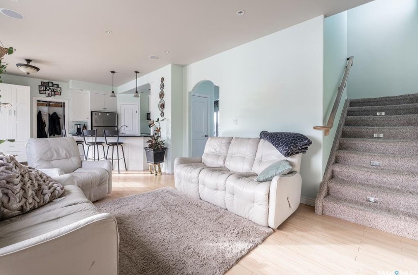 Living room featuring light wood-type flooring