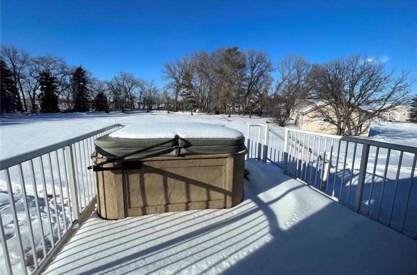 View of deck and hot tub from master bedroom