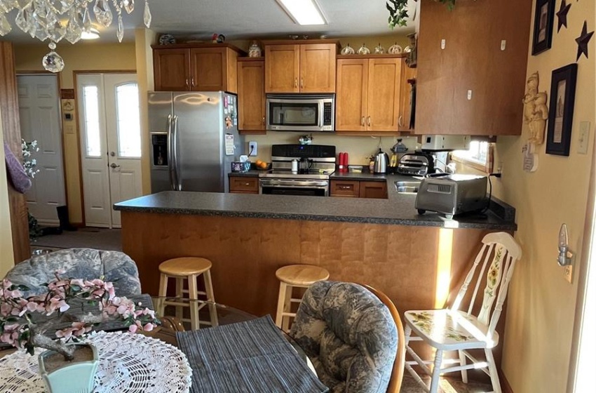 View of dining room into kitchen