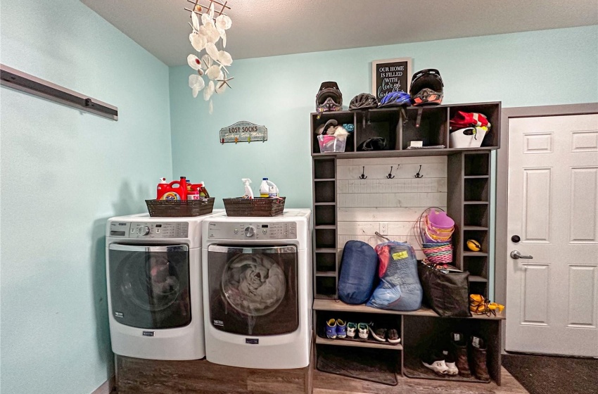 And mudroom off garage