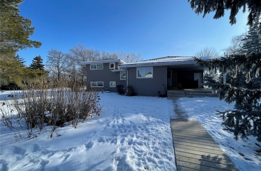 View of snow covered property