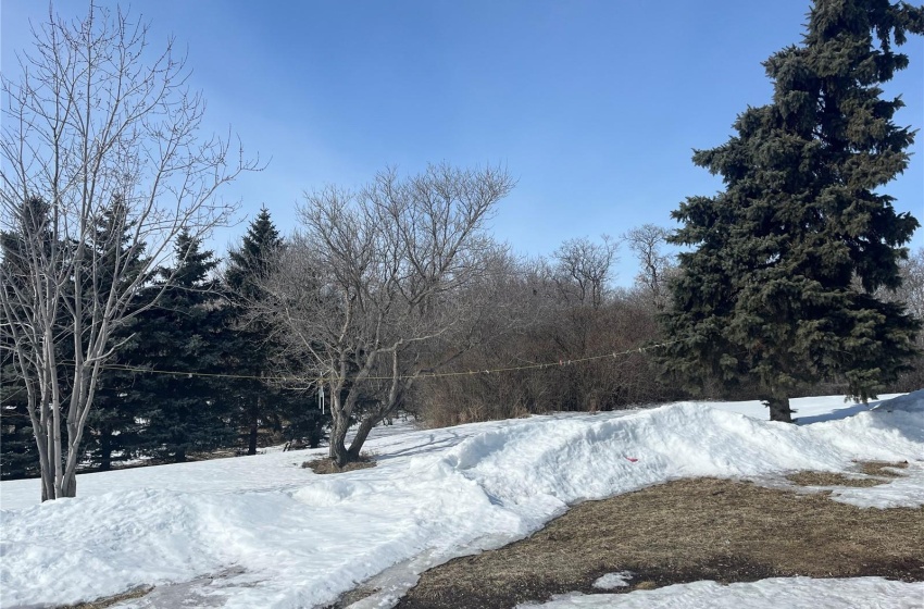 View of yard layered in snow