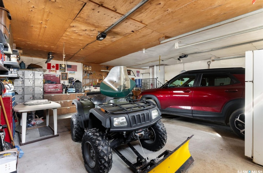 Garage featuring a workshop area