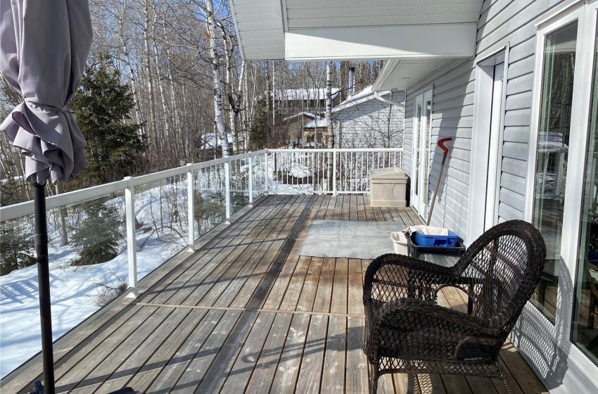 View of snow covered deck