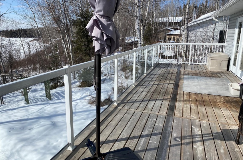 View of snow covered deck