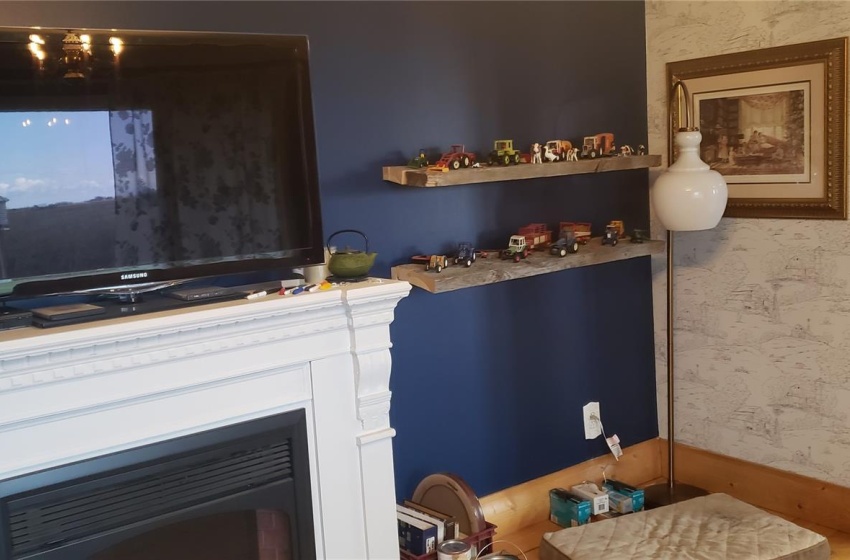 Room details featuring a fireplace and hardwood / wood-style flooring