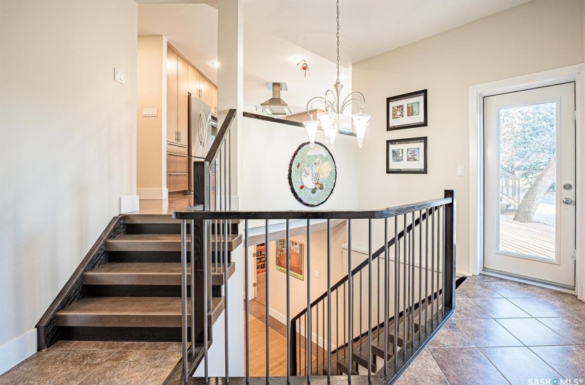 Stairs off garage entrance to kitchen