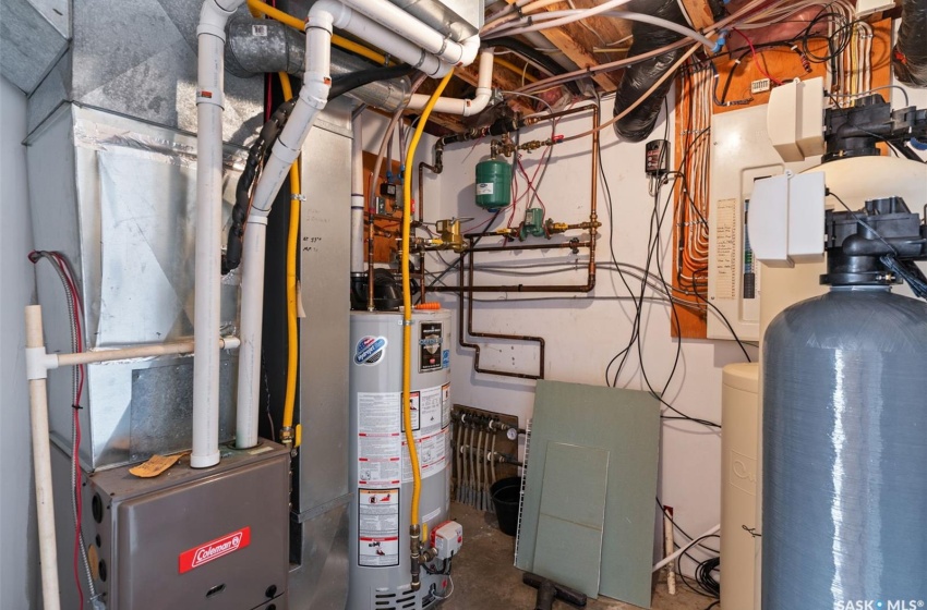 Utility room featuring water heater