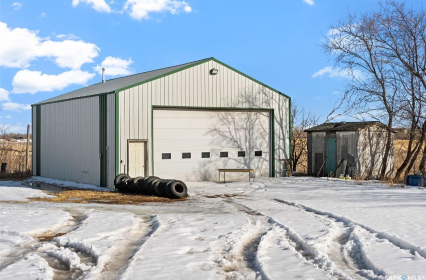 View of snow covered garage