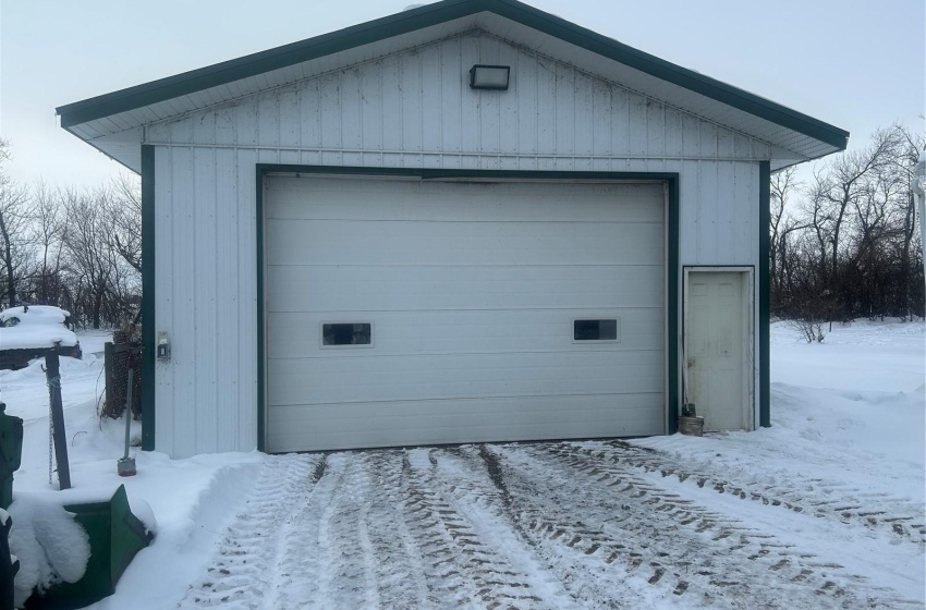 View of snow covered garage