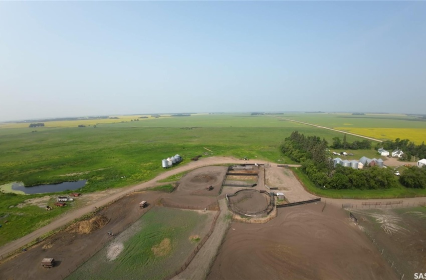 Birds eye view of property with a rural view