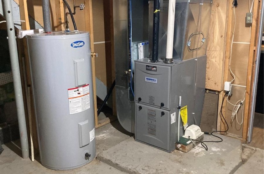 Utility room with water heater