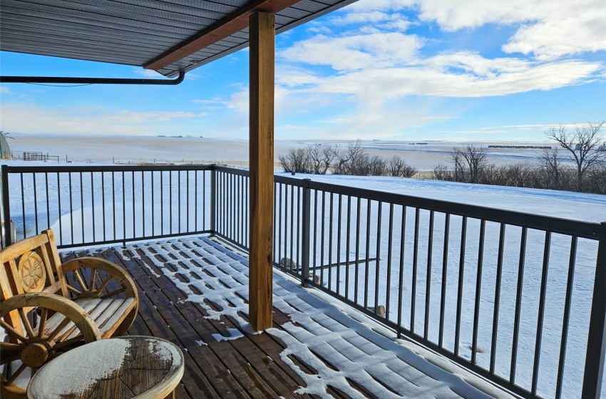 Wooden deck with a water view