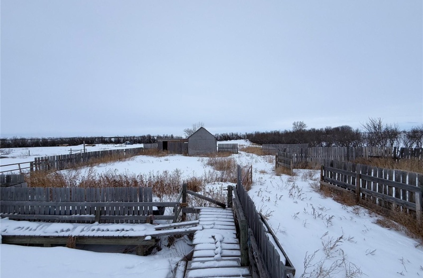 View of yard covered in snow