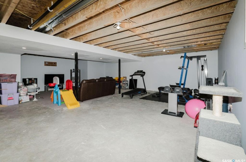 Exercise area with concrete flooring